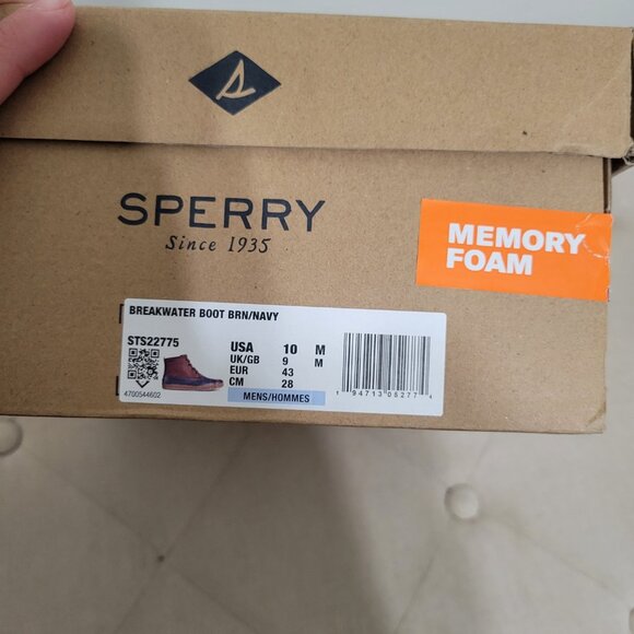 NWT Men Sperry Breakwater Duck Boot Waterproof Short Brown Navy Blue Size 10 - Picture 8 of 8